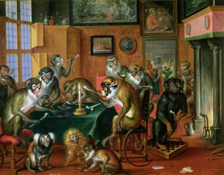 La Salle de Fumée avec des Singes